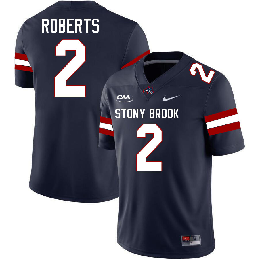 Stony Brook Seawolves #2 AJ Roberts College Football Jerseys,Uniforms-Navy